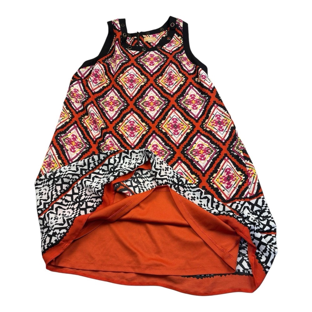 Takara Sleeveless Shift Dress Size Medium Multicolor Geometric Boho Tribal Print - Picture 5 of 9